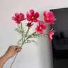 6 Flores de Cosmos Artificiales de un Solo Tallo, Flores Falsas para Decoración del Hogar, Fotografía de Bodas y Decoración, Flores Artificiales de Cosmos de Terciopelo
