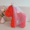 Unicórnio de Flor Preservada Natal Dia dos Namorados Aniversário Presente Coroa de Rosas Véu Fabricante de Unicórnios Grandes