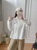Colección Otoño 2026: Camisa de algodón para mujer, estilo caricatura japonesa bordada, corte holgado, manga larga, al por mayor