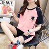 Traje de Estilo Nuevo para Estudiantes en Verano Estilo Coreano a la Moda Reductor de Edad Talla Grande Suelto Manga Corta Shorts Deportivo y de Ocio Conjunto de Dos Piezas