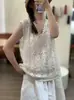 Chaleco de Ganchillo Calado con Encaje y Cuello en V Estilo Francés Nuevo de Verano, Chaleco sin Mangas Holgado y Versátil para Superponer Venta al por Mayor