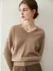 Suéter de cachemir para mujer, 100% cachemir, otoño e invierno, 26 nuevos estilos, color liso, cuello en V, elegante y rejuvenecedor, capa interior cálida