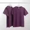 Camiseta Roxa Pesada Gola Redonda Manga Curta Cor Uva para Mulheres, Camiseta de Manga Meia-Manga, Camada Base para Homens, Novo Estilo 2024