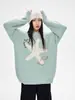 Suéter de Punto Retro Americano de Nicho con Cuello Redondo y Estrella de Mar para Mujer Holgado Otoño e Invierno Perezoso de Lana de Gama Alta