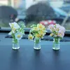 Internet Celebrant Fresh Vaso Flor Casa de Bonecas Mini Simulação Interior Do Carro Console Central Decoração Enfeites de Carro Espelho Cruzado