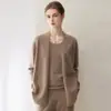 Cardigan de Punto Elegante de Moda para Mujer Konsaini Hilo 100% Cachemir Puro Abrigo Casual Holgado