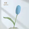 Decoración de flor de tulipán tejida a mano vertical terminada, flor artificial tejida a crochet para el Día del Maestro