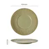 Plato de Cerámica Occidental Estampado Irregular para Bistec, Plato Plano, Plato de Mesa de Cerámica de Hotel Rayado Retro de Alto Valor Personalizado