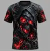 Bestseller de comercio exterior transfronterizo de Amazon: Camiseta de verano para hombre con estampado 3D de calabaza y calavera de Halloween, modelo nuevo