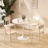 Conjunto de mesa redonda pequeña blanca de estilo nórdico y sillas, moderno, para tiendas de té de leche y cafeterías, mesa de comedor tipo tulipán, mesa de reuniones