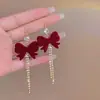 Pendientes de Otoño e Invierno Personalizados de Moda Estilo Lujo Que Realzan el Cutis, Pendientes Únicos Versátiles de Terciopelo Rojo para Mujer