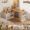 Mesa de canto em madeira maciça para uso doméstico, escrivaninha de estudo e escrita com estante, mesa integrada, penteadeira de quarto, mesa de computador em L ao lado da cama