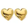 Brincos Elegantes de Estilo Minimalista da Moda com Design de Coração Tridimensional Banhado a Ouro 18K Brincos Banhados a Ouro Versáteis para Mulheres