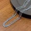 Collar de Plata de Ley S925 Artesanía Italiana Perla Laser Multifacética para Hombres y Mujeres Lujo Accesible Cadena de Diamante Flash de Gama Alta Plata Lisa