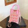 Bolsa Mini para Teléfono Móvil Color Dopamina Bolsa Tejida Xiaozhong Estilo Coreano Combinable de Un Hombro Cruzada Monedero Bolso de Mano
