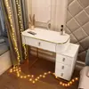 Tocador Habitación Moderna Minimalista Apartamento Pequeño Nórdico Luz Lujo Mesa de Maquillaje Gabinete de Almacenamiento Espejo de Maquillaje Integrado