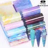 Papel para decoración de uñas de cielo nocturno y galaxia transfronterizo, cielo estrellado, 20*4cm, mármol, calcomanía de papel de transferencia de cielo estrellado, juego de 10 colores