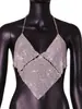Colete de Strass AYJ Europeu e Americano Ebay Sexy Boate Corrente de Strass Brilhante Metal Patchwork Colete de Gola Alta para Mulheres Y