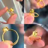 Anillo de estrella corazón microincrustado estilo joyería de oro para mujer, anillo con forma de corazón facetado, anillo de tres oros con forma de corazón, regalo para novia