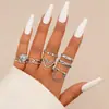 Conjunto de Anillos Vintage Corazón Hueco Mariposa para Mujeres Joyería