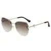 Óculos de Sol Sem Aro S33502 para Mulheres, Óculos de Corte Inovador, Anti-UV, Óculos Irregulares Estilo Streetwear, Atacado, Sensação de Luxo