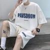 Conjunto deportivo juvenil Heavy Waffle de dos piezas para hombre y mujer, elegante y moderno conjunto de pantalones cortos de manga corta de verano.