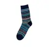 Calcetines para Hombre Calcetines de Media Pantorrilla Otoño e Invierno Nuevo Estilo Doble Aguja Doble Hilera Estilo Étnico Retro Calcetines de Algodón Calcetines Largos de Moda
