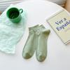 Calcetines Cortos Verdes para Mujer Primavera y Verano Malla Fina Calcetines de Barco Oso de Dibujos Animados Calcetines Invisibles Estilo Preppy Calcetines Zhuji