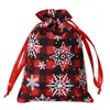 Bolsa de Algodón de Bambú con Cordón Navideño Estampada en Oro Nueva Personalizada Lina Colorida para Almacenamiento de Regalos Cordón Navideño