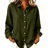 Roupas femininas transfronteiriças europeias e americanas Amazon primavera-verão gola lapela modelagem solta cardigã manga longa camisa de algodão e linho casual versátil vestuário feminino