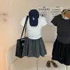 Pantalones Casuales de Tres Puntos Pierna Ancha Estilo Shorts Barbie para Mujer Verano Nuevos Deportivos Elásticos Cintura Alta Ajustados Plisados Pantalones Minnie