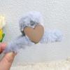 Grampo de cabelo de pelúcia para outono e inverno, grampo de cabelo para trás da cabeça, grampo de cabelo grande em forma de coração, grampo de cabelo de tubarão, acessórios para cabelo da Coreia do Sul