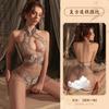 Lencería Sexy Manyan para Mujer Retro Transparente Jacquard Corte Alto Cheongsam Uniforme Botones Cuello Alto Pijama 9705
