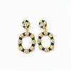 Pendientes Ovalados de Esmalte Incrustado con Pedrería Vintage Trabajo Pesado Pendientes Exquisitos Lujo Ligero Sensación de Gama Alta Joyería para Orejas