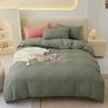 En stock Juego de Cuatro Piezas de Color Sólido para Lijar Rápido Estilo Ins Funda de Edredón Simple Funda de Edredón Lavada Ropa de Cama para Dormitorio para Otoño e Invierno 3