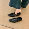 Mocasines de Moda Retro Estilo Nuevo Zapatos de Vestir para Mujer Cuadrados de Punta Tacón Bajo Slip-On