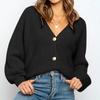 Otoño e invierno 2023, ropa de mujer transfronteriza de Amazon europea y americana, cárdigan de punto con cuello en V profundo y botones sin espalda