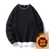 Suéter masculino novo para outono e inverno, casual, versátil, jovem, bonito, manga longa, gola redonda, forrado com fleece, espessado, camiseta
