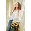 Camisa casual blanca de estilo francés con cuello en V y cordones para mujer, nuevo top fino de verano estilo vintage para vacaciones