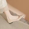 2026 Novo Estilo Sapatos Femininos Franceses de Salto Baixo Bico Fino Corte Baixo Couro Macio Não Abrasivos Gentis Planos Versáteis