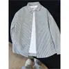 Camisa retro de manga larga a rayas, camisa de alta calidad para hombre primavera/otoño, chaqueta cárdigan unisex casual de corte holgado