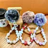 Corrente de Celular com Bolinha de Pelo de Floco de Neve Cruzada, Chaveiro, Pingente de Bolsa, Chaveiro de Carro, Pequeno Presente, Atacado de Comércio Exterior