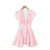 Vestido Mini Doce e Fofo de Algodão com Renda 2025 Verão Novo Estilo Cintura Modeladora Look Saia Curta Linha A para Mulheres