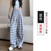 Pantalones de pata ancha a cuadros estilo Yamamoto coreano para mujer para verano Talla pequeña Ajuste holgado Dosis Cintura alta Adelgazantes Rectos Casuales