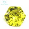 Mercadorias corte hexagonal regular milenar zircônia amarelo-oliva pedra nua corte hexagonal regular milenar sintético Hao Stone