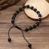 Pulsera tejida de sándalo estilo europeo y americano más vendida transfronteriza, piedra negra, madera hundida, madera de peral, con cuentas, moda, pulseras para hombre, venta al por mayor