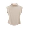 Playera Rosa de Manga Corta para Mujer Ropa de Verano Delgada Sexy Estilo Puro Ropa Dopamínica Cuello Medio Alto Camiseta sin Mangas Top