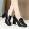 Sapatos de Salto Alto para Mulheres 2025 Novos Sapatos Femininos de Primavera e Outono Sapatos Solteiros Decotados Sapatos de Couro para Mães Sapatos de Trabalho Pretos Atacado