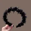 Faixa de Cabelo Antiderrapante de Cano Alto com Presilha de Organza, Tiara com Dentes Pontiagudos e Strass, Acessório de Cabelo Feminino de Alta Qualidade com Borda Larga Ondulada