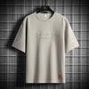 Camiseta de manga corta ajustada para hombre, cuello redondo, moderna, combinable con todo, de verano, con estampado de acero fino y letras cóncavas y convexas, 2024